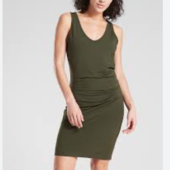 Athleta Della Dress Mountain Olive Green Size Medium Petite - Picture 1 of 7